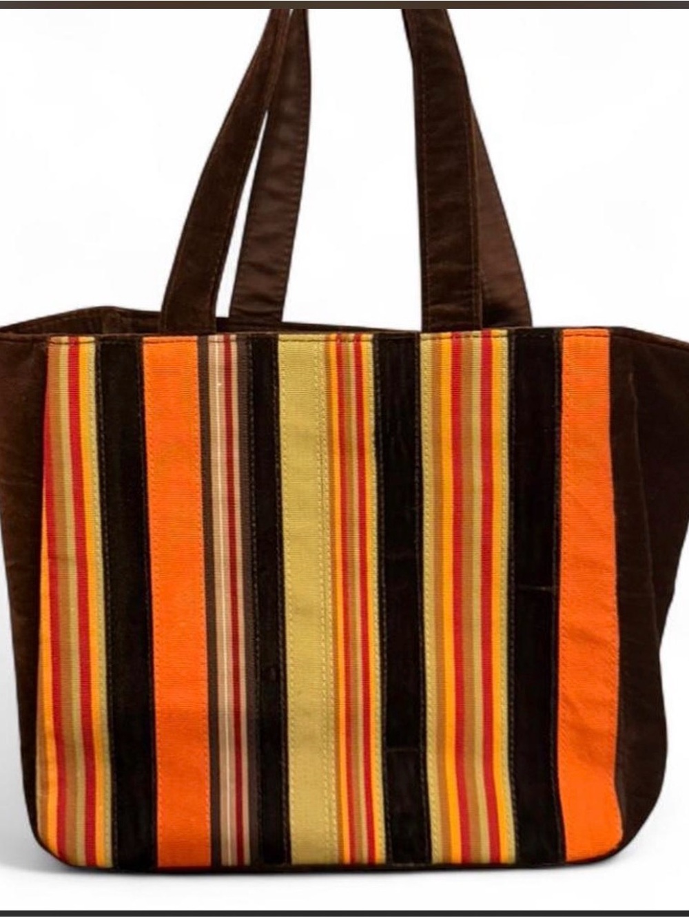 Bath and Body Works Striped Brown and Orange Tote Bag - Women